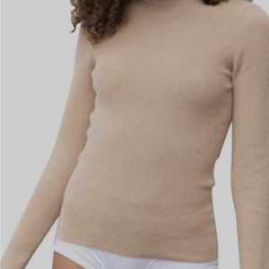 Lunya cotton silk thermal mockneck in nutmeg, xl